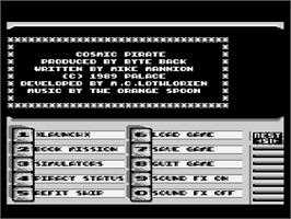 Title screen of Cosmic Pirate on the Atari 8-bit.