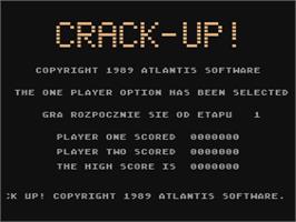 Title screen of Crack-Up on the Atari 8-bit.