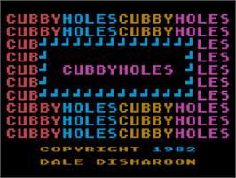 Title screen of Cubbyholes on the Atari 8-bit.
