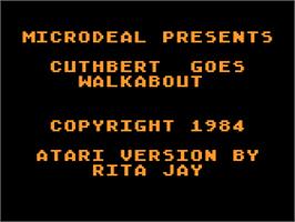 Title screen of Cuthbert Goes Walkabout on the Atari 8-bit.
