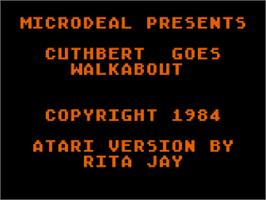 Title screen of Cuthbert Goes Walkabout on the Atari 8-bit.