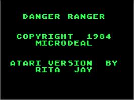 Title screen of Danger Ranger on the Atari 8-bit.
