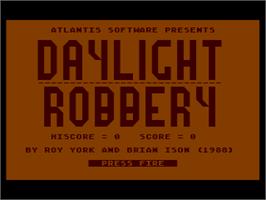 Title screen of Daylight Robbery on the Atari 8-bit.
