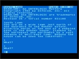 Title screen of Deadline (Infocom) on the Atari 8-bit.