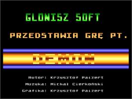 Title screen of Demon on the Atari 8-bit.