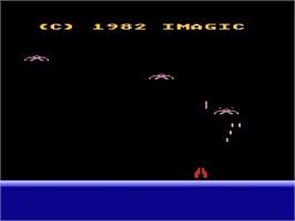 Title screen of Demon Attack on the Atari 8-bit.