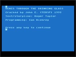 Title screen of Denis Through the Drinking Glass on the Atari 8-bit.