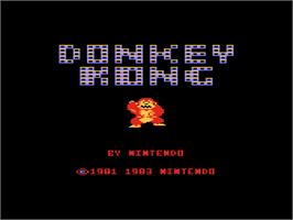 Title screen of Donkey Kong on the Atari 8-bit.