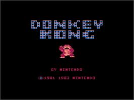 Title screen of Donkey Kong on the Atari 8-bit.