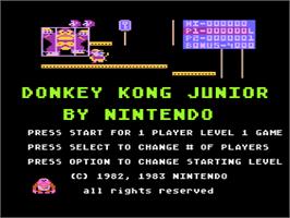 Title screen of Donkey Kong Junior on the Atari 8-bit.