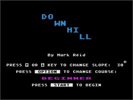 Title screen of Downhill on the Atari 8-bit.