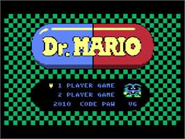 Title screen of Dr. Mario on the Atari 8-bit.