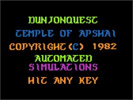 Title screen of Dunjonquest: Temple of Apshai on the Atari 8-bit.