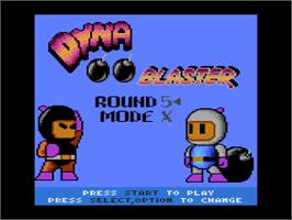 Title screen of Dyna Blaster on the Atari 8-bit.