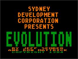 Title screen of Evolution on the Atari 8-bit.