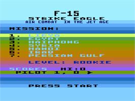 Title screen of F-15 Strike Eagle on the Atari 8-bit.