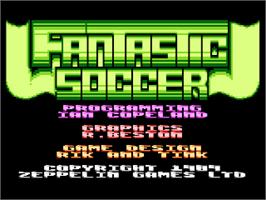 Title screen of Fantastic Soccer on the Atari 8-bit.