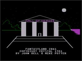 Title screen of Fantasyland 2041 A.d. on the Atari 8-bit.