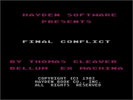 Title screen of Final Conflict on the Atari 8-bit.
