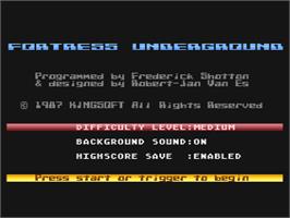 Title screen of Fortress Underground on the Atari 8-bit.