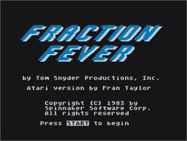 Title screen of Fraction Fever on the Atari 8-bit.