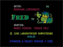 Title screen of Fred on the Atari 8-bit.