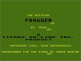 Title screen of Frogger on the Atari 8-bit.
