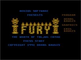 Title screen of Fury - The Wrath Of Taljun Cathu on the Atari 8-bit.
