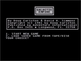 Title screen of Galactic Empire on the Atari 8-bit.