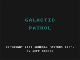 Title screen of Galactic Patrol on the Atari 8-bit.