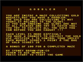 Title screen of Gobbler on the Atari 8-bit.
