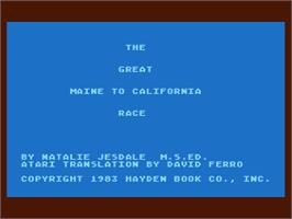Title screen of Great Maine To California Race, The on the Atari 8-bit.