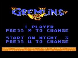 Title screen of Gremlins on the Atari 8-bit.