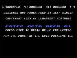 Title screen of Gridrunner on the Atari 8-bit.