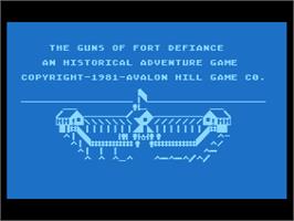 Title screen of Guns of Fort Defiance on the Atari 8-bit.