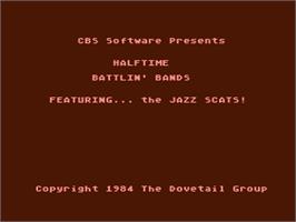 Title screen of Halftime Battlin' Bands on the Atari 8-bit.