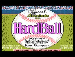 Title screen of Hardball! on the Atari 8-bit.