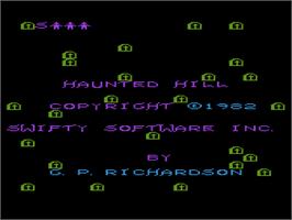 Title screen of Haunted Hill on the Atari 8-bit.