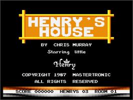Title screen of Henry's House on the Atari 8-bit.