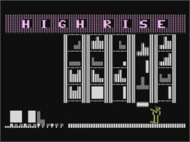 Title screen of High Rise on the Atari 8-bit.