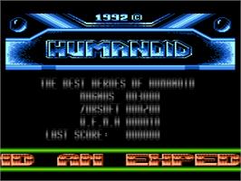 Title screen of Humanoid on the Atari 8-bit.