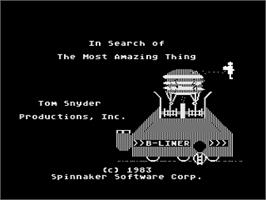Title screen of In Search of the Most Amazing Thing on the Atari 8-bit.