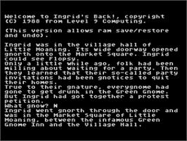 Title screen of Ingrid's Back! on the Atari 8-bit.