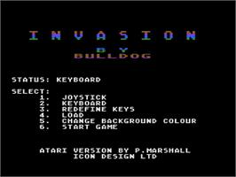 Title screen of Invasion on the Atari 8-bit.