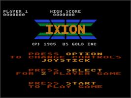 Title screen of Ixion on the Atari 8-bit.