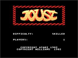 Title screen of Joust on the Atari 8-bit.