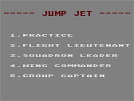 Title screen of Jump Jet on the Atari 8-bit.