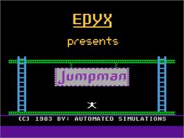 Title screen of Jumpman on the Atari 8-bit.