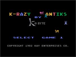 Title screen of K-razy Antiks on the Atari 8-bit.