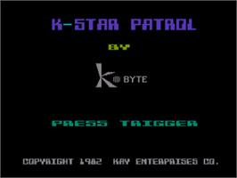 Title screen of K-star Patrol on the Atari 8-bit.